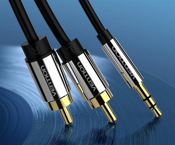 Audio kábel Vention 3.5mm Jack Male to 2x RCA Male Audio Cable 1m Black Metal Type Lifestyle