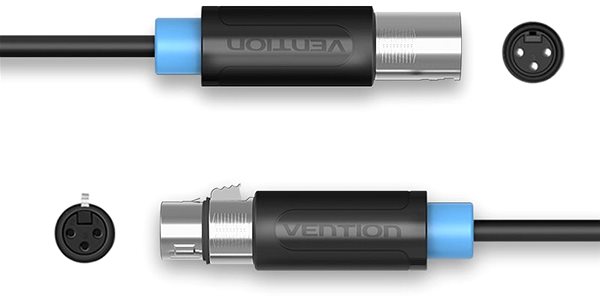 Audio kábel Vention XLR Audio Extension Cable 2m Black Jellemzők/technológia
