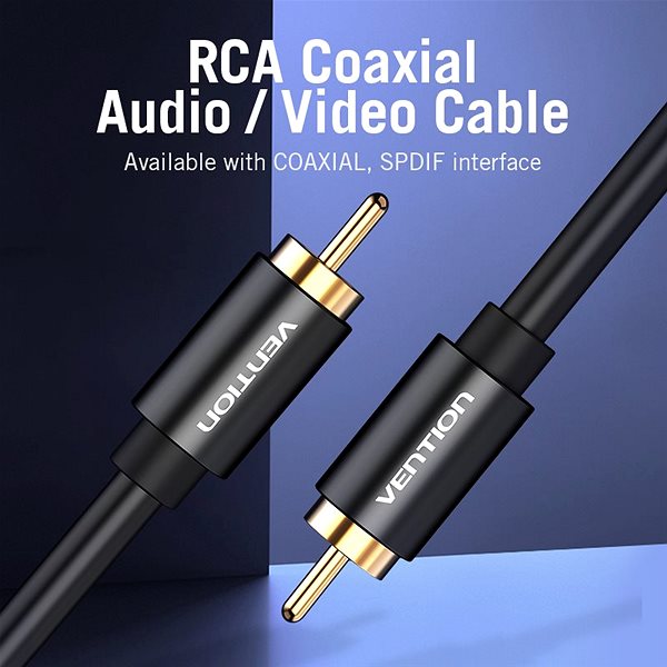AUX Cable Vention 1x RCA Male to 1x RCA Male Cable, 1m, Black Features/technology