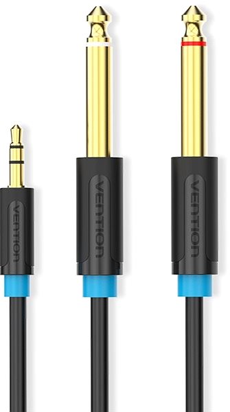 Audio-Kabel Vention 3.5mm Male to 2x 6.3mm Male Audio Cable 1m Black Screen