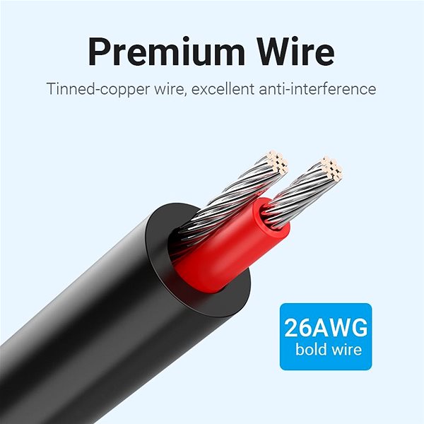 AUX Cable Vention 3.5mm Jack Male to 2-Male RCA Adapter Cable 0.5M Black Features/technology