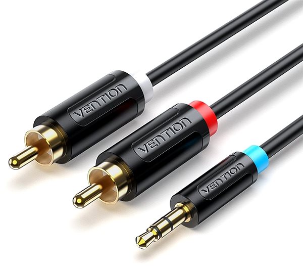 Audio kábel Vention 3.5mm Jack Male to 2-Male RCA Adapter Cable 0.5M Black Lifestyle