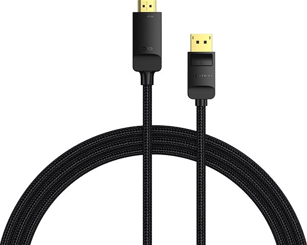 Video Cable Vention Cotton Braided 4K DP (DisplayPort) to HDMI Cable 1M Black Screen