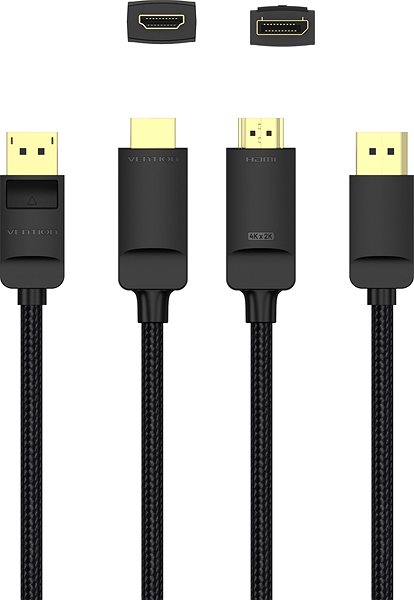 Video Cable Vention Cotton Braided 4K DP (DisplayPort) to HDMI Cable 1M Black Connectivity (ports)