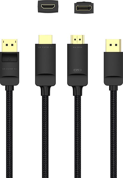 Video Cable Vention Cotton Braided 4K DP (DisplayPort) to HDMI Cable 1.5M Black Connectivity (ports)