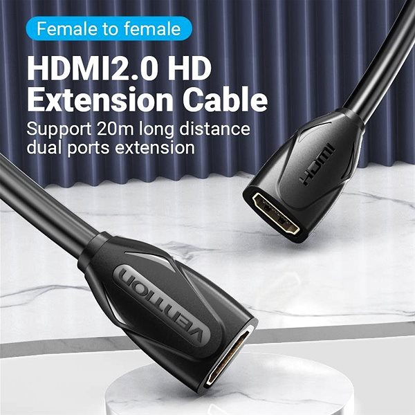 Video Cable Vention HDMI Female to Female Extension Cable 0.5M Black Features/technology