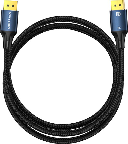 Videokábel Vention Cotton Braided DP (DisplayPort) 1.4 Cable 8K 1.5m Blue Aluminum Alloy Type ...