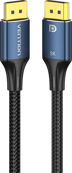 Video kábel Vention Cotton Braided DP Male to Male HD Cable 8K 1.5 m Blue Aluminum Alloy Type ...