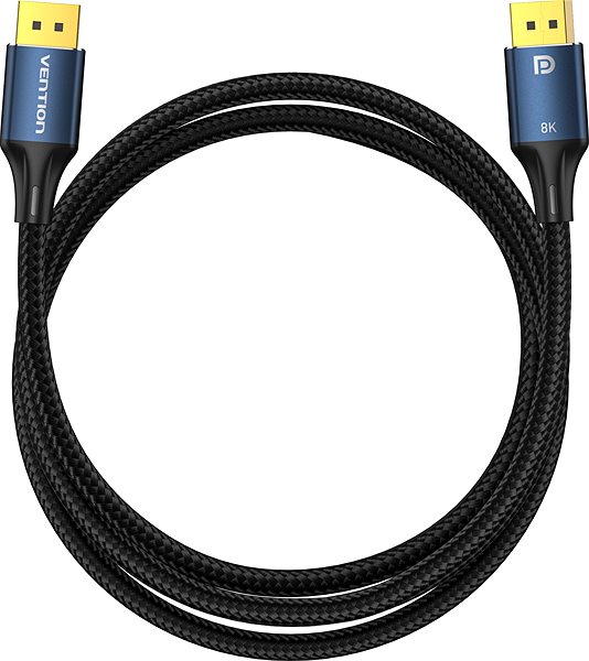 Video kábel Vention Cotton Braided DP Male to Male HD Cable 8K 3 m Blue Aluminum Alloy Type ...