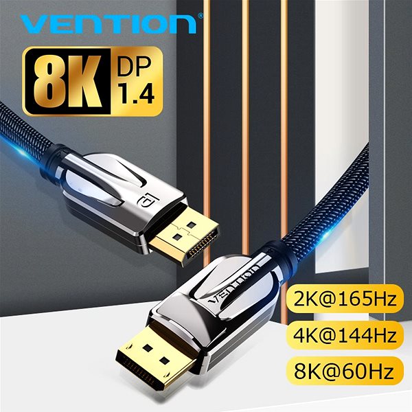 Video kábel Vention DisplayPort (DP) 1.4 Cable 8K 3 m Black Vlastnosti/technológia