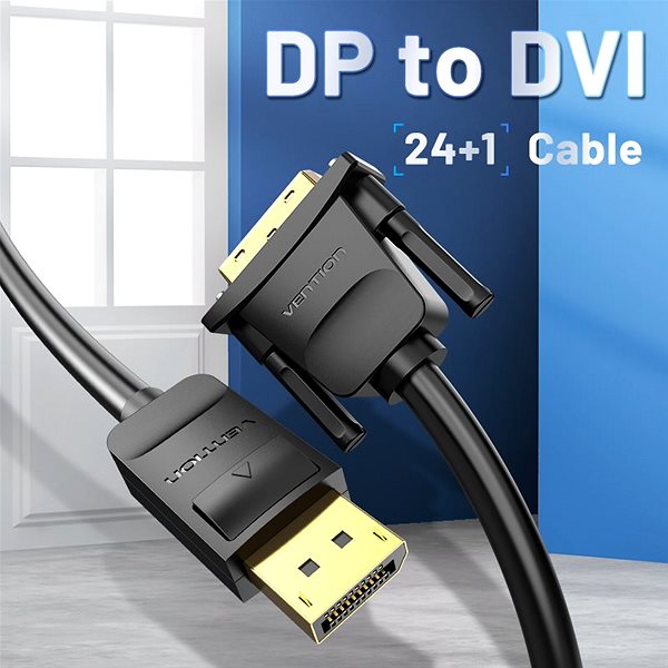 Video Cable Vention DisplayPort (DP) to DVI Cable, 1m, Black Features/technology