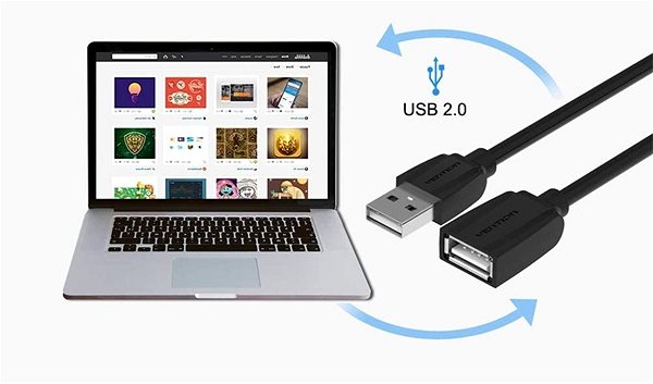 Adatkábel Vention USB2.0 Extension Cable 3m Black ...