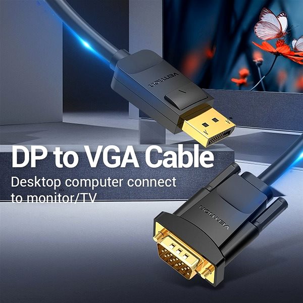 Videokabel Vention DisplayPort (DP) to VGA Cable 1.5m Black Mermale/Technologie