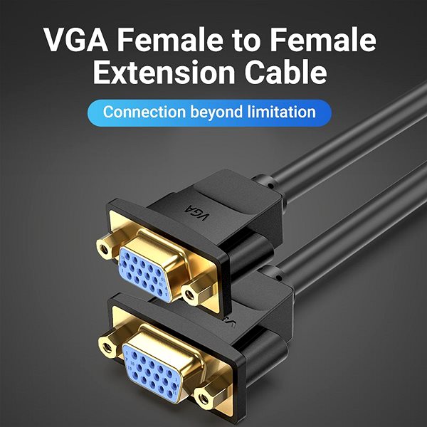 Videokábel Vention VGA Female to Female Extension Cable 1m Black Jellemzők/technológia