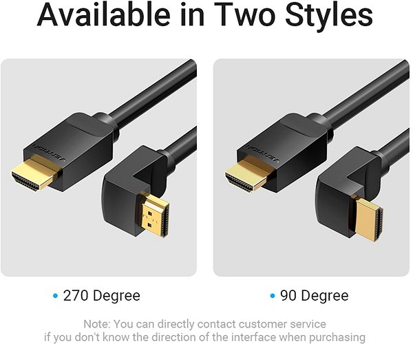 Videokábel Vention HDMI 2.0 Right Angle Cable 270 Degree 1,5m Black Jellemzők/technológia