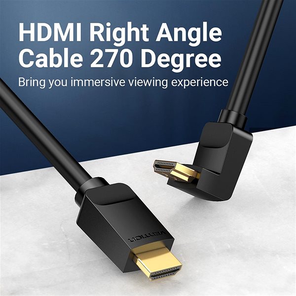 Videokabel Vention HDMI 2.0 Right Angle Cable 270 Degree 2m Black Mermale/Technologie