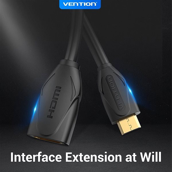 Videokábel Vention Mini HDMI (M) to HDMI (F) Extension Cable / Adapter 1M Black Jellemzők/technológia