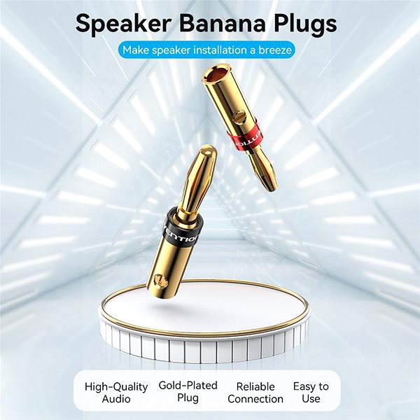Csatlakozó Vention Speaker Banana Plugs Gold Plated 1 Pair ...