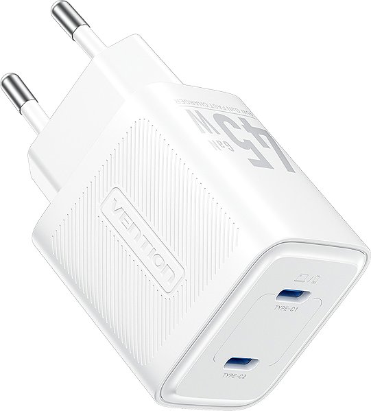 Wall Charger Vention 2-Port USB (C+C) GaN Charger (45W/45W) EU-Plug White ...