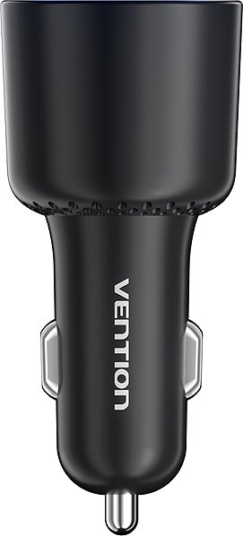 Car Charger Vention Three-Port USB C+C+A (100W+65W+36W) Car Charger Black ABS Type ...
