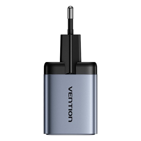 Wall Charger Vention 2-Port USB (C + C) GaN Charger (45W/45W) EU-Plug Grey ...