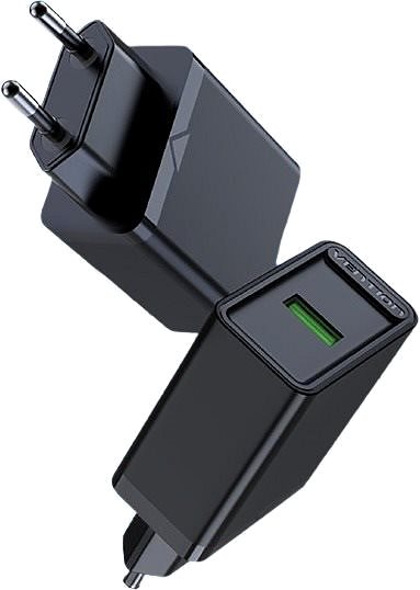 Netzladegerät Vention 1-port USB Wall Quick Charger (18W) Black Seitlicher Anblick