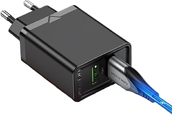 AC Adapter Vention 2-Port USB (A+A) Wall Charger (18W + 18W) Black Features/technology