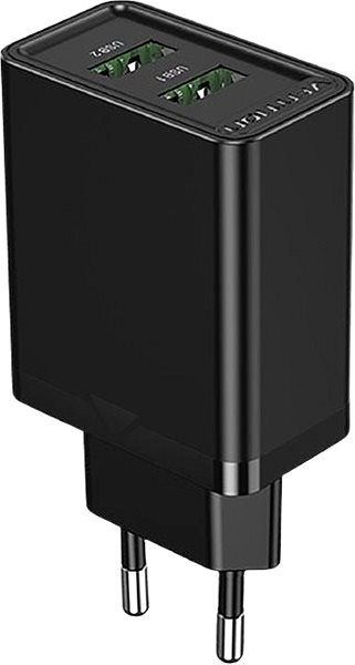 Netzladegerät Vention 2-Port USB (A+A) Wall Charger 18W Black Screen