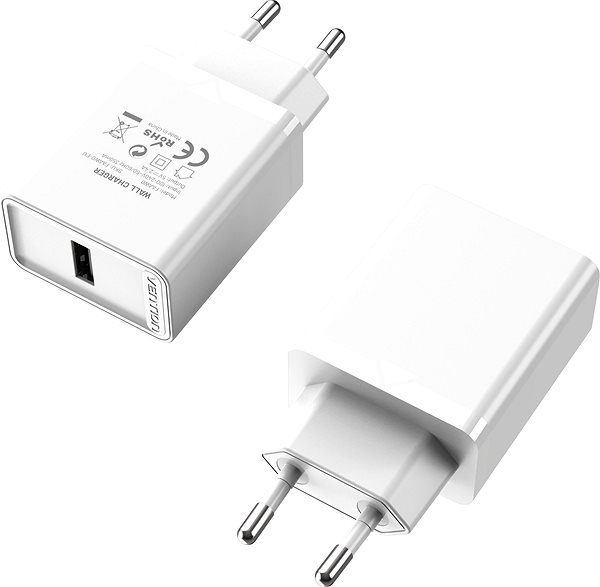 AC Adapter Vention 1-port USB Wall Charger (12W) White Screen