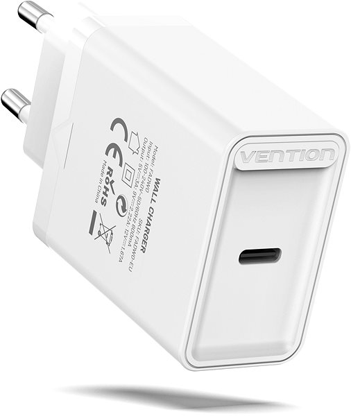 Netzladegerät Vention 1-port USB-C Wall Charger (20W) White Seitlicher Anblick