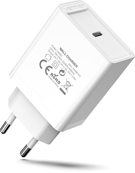 Netzladegerät Vention 1-port USB-C Wall Charger (30W) White Seitlicher Anblick