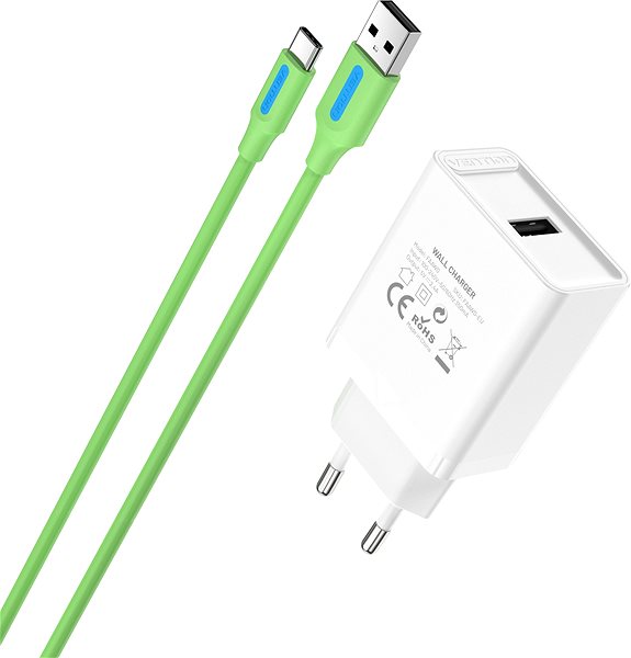 Netzladegerät Vention & Alza Charging Kit (12W + USB-C Cable 1m) Collaboration Type Seitlicher Anblick