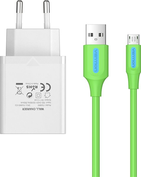 Netzladegerät Vention & Alza Charging Kit (12W + micro USB Cable 1m) Collaboration Type Screen