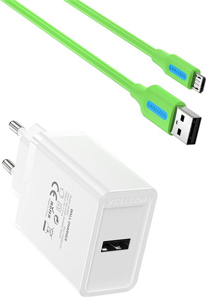 Netzladegerät Vention & Alza Charging Kit (12W + micro USB Cable 1m) Collaboration Type Seitlicher Anblick