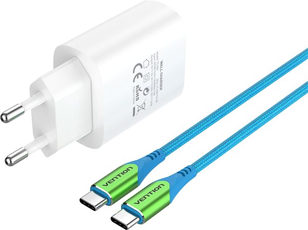 Netzladegerät Vention & Alza Charging Kit (20W USB-C + Type-C PD Cable 1m) Collaboration Type Seitlicher Anblick