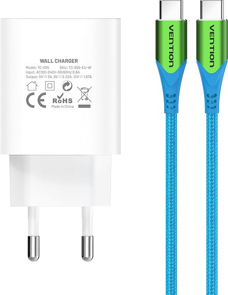 Netzladegerät Vention & Alza Charging Kit (20W USB-C + Type-C PD Cable 1.5m) Collaboration Type Screen