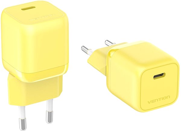 Netzladegerät Vention 1-port Stylish USB-C GaN Charger (30W) Yellow ...