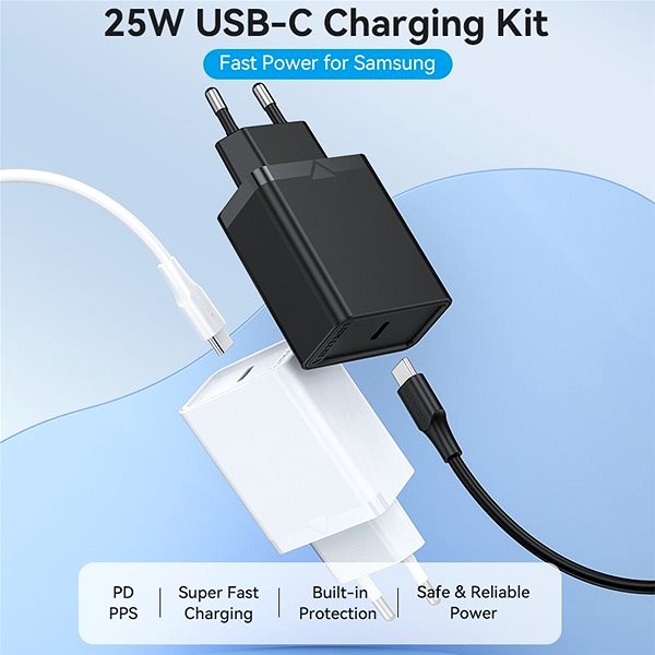 Netzladegerät Vention 1-port 25W USB-C Wall Charger with USB-C Cable EU-Plug White ...