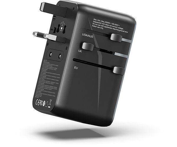 AC Adapter Vention 4-Port USB (C+C+C+A) GaN Universal Travel Adapter (100W/100W/20W/18W) Black ...