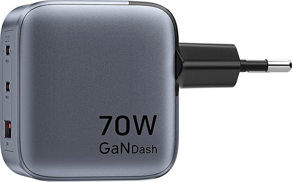 AC Adapter Vention 3-Port USB (C+C+A) GaN Charger (70W/70W/22.5W) EU-Plug Gray ...