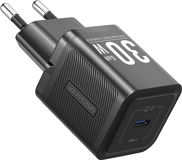 Wall Charger Vention 1-Port USB-C GaN Charger (30W) EU-Plug Black ...