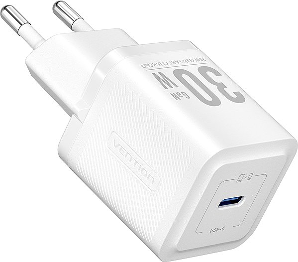 Wall Charger Vention 1-Port USB-C GaN Charger (30W) EU-Plug White ...