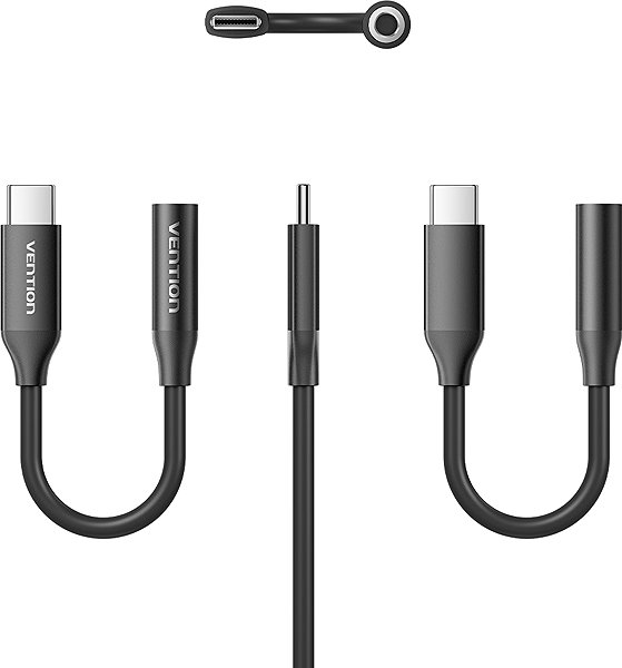 Adapter Vention USB-C Male to 3.5MM Earphone Jack with DAC Adapter 0.1M Black ...