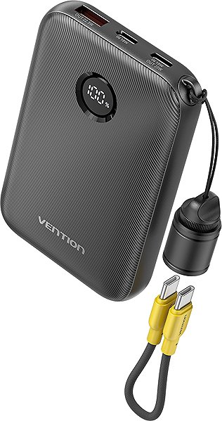 Power Bank Vention 10000mAh Power Bank (USB-C + USB-C/USB-C/USB-A) 22.5W Black ...
