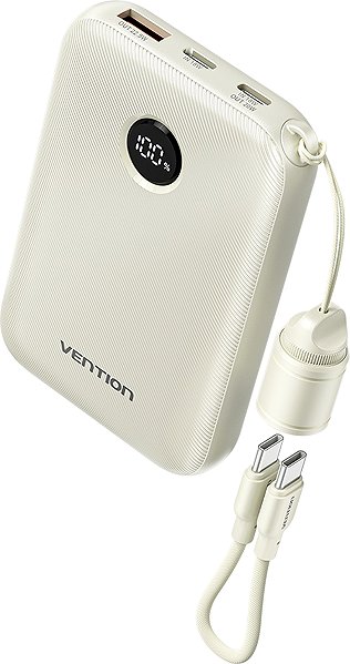 Power Bank Vention 10000mAh Power Bank (USB-C + USB-C/USB-C/USB-A) 22.5W Beige ...
