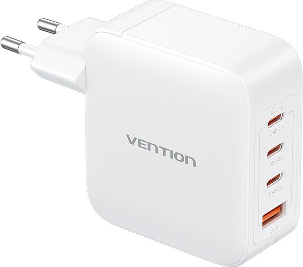 Wall Charger Vention 4-Port USB (C+C+C+A) GaN Charger (100W/100W/30W/30W) EU-Plug White ...
