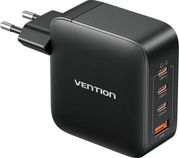 Wall Charger Vention 4-Port USB (C+C+C+A) GaN Charger (100W/100W/30W/30W) EU-Plug Black ...