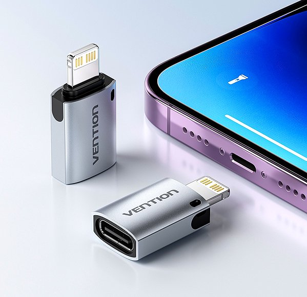 Adapter Vention USB-C Female to Lightning Male OTG Adapter Aluminum Alloy Type Gray ...