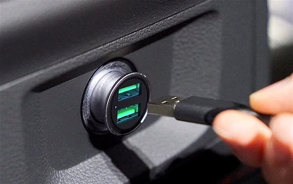 Car Charger Vention Two-Port USB A+A(18/18) Car Charger Gray Mini Style Aluminium Alloy Type Connectivity (ports)
