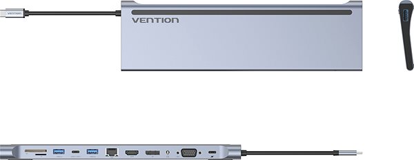 Dockingstation Vention USB-C zu DP / HDMI / VGA / USB-C Gen 1 / 2x USB 3.0 / USB 2.0 / RJ45 / SD / TF / 3.5mm / PD ...